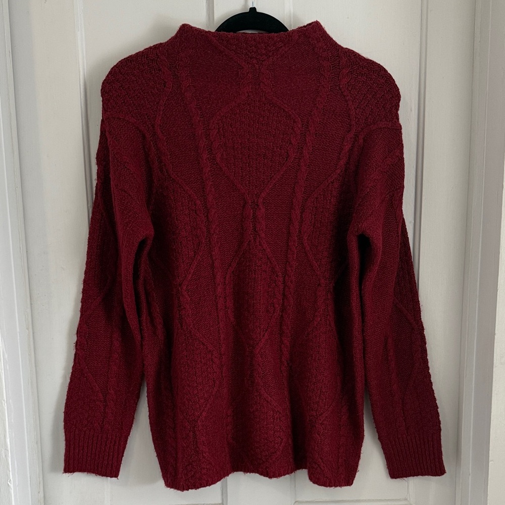 Mock-Neck Cable Knit Sweater